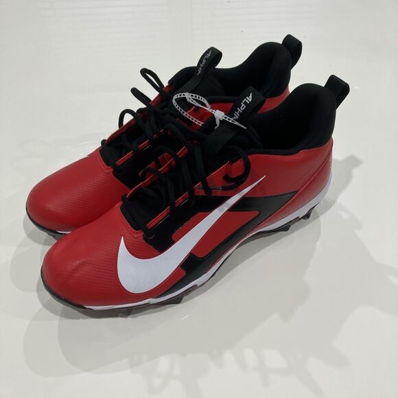 Nike Alpha Menace 4 Shark Football Cleats FN0028-600 Black Red Mens Size 13 New - Picture 1 of 6